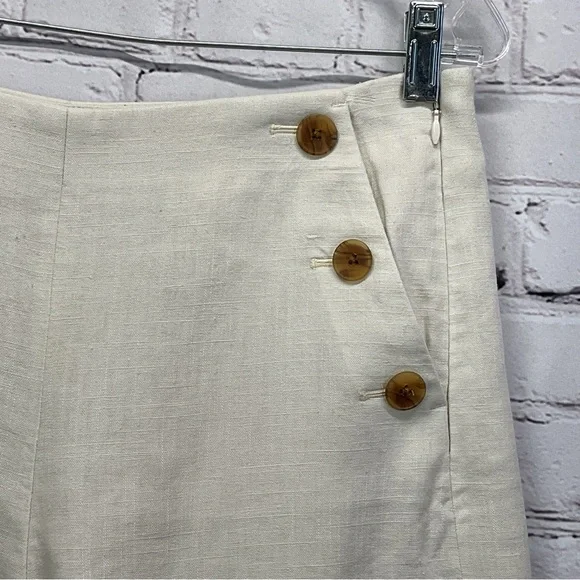 J.Crew Factory Linen Blend Sailor Shorts Women's Size 6 Cream Lagenlook Beachy